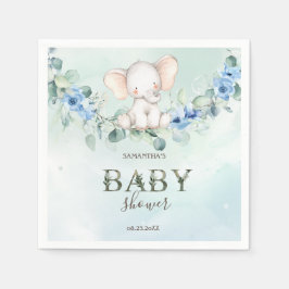 Sött baby elefantblå rosor pappersservett