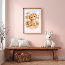 Sött Baby Lejon Barnkammare Barn Poster
