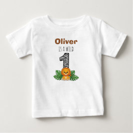 Sött baby lejon safari ettårsdag t shirt