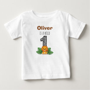 Sött baby lejon safari ettårsdag t shirt
