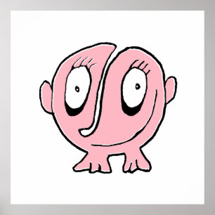Sött baby monster serieteckning Denna älskvärda li Poster