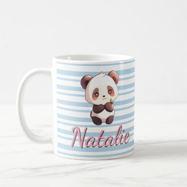 Sött baby-panda anpassat namn kaffemugg (Vänster)