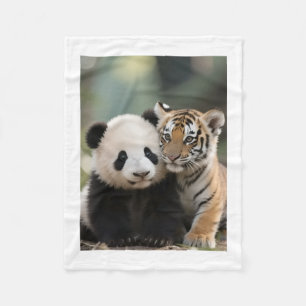 Sött baby-panda och tigerunge Wildlife Baby Blanke Fleecefilt
