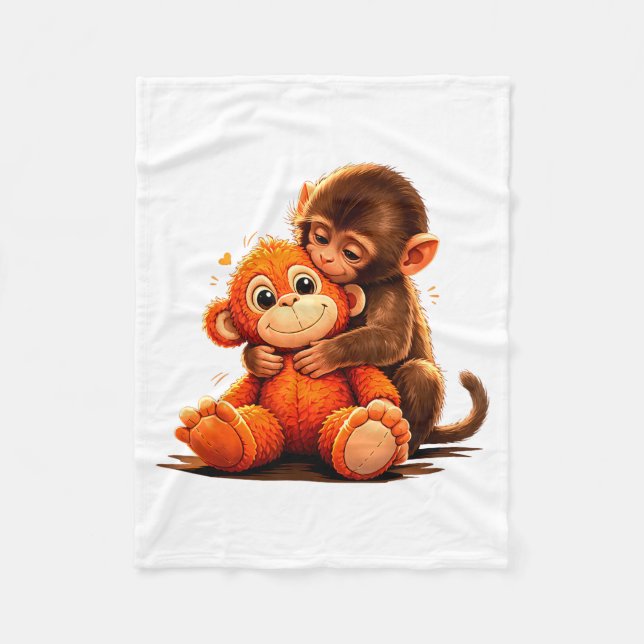 Sött baby punch apa omfamnar plysch leksak  fleecefilt (Framsidan)