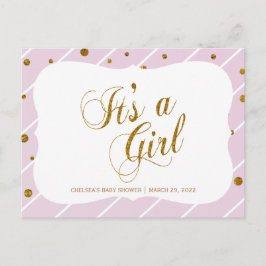 Sött Baby Rosa och Guld Konfetti - OSA 2 Inbjudan Vykort