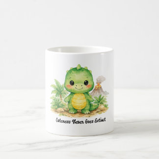 Sött Babydinosaurie i en Forntida Paradis Kaffemugg