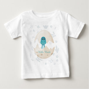 Sött Babydinosaurie Kläcks Hello World T Shirt