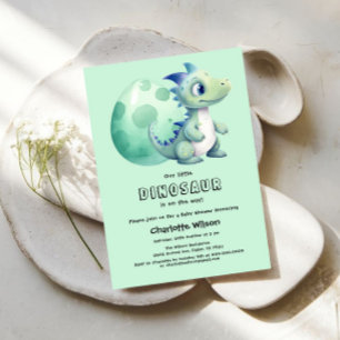 Sött Babydinosaurie med Ägg Baby Shower Inbjudningar