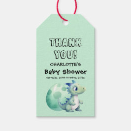 Sött Babydinosaurie med Ägg Baby Shower Presentetikett