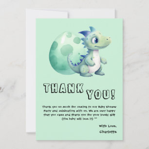 Sött Babydinosaurie med Ägg Baby Shower Tack Kort
