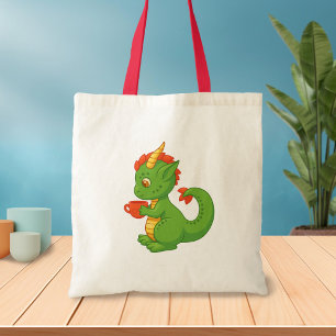 Sött Babydrake som håller kopp Tygkasse