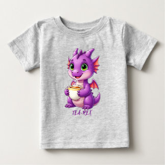 Sött Babydrake som håller tekopp Kawaii T Shirt