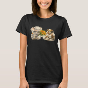Sött babyelefant som ger pumpa blommor till hund t shirt