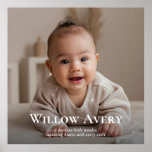 Sött babyfoto & namn Modern minimalistisk utskrivb
