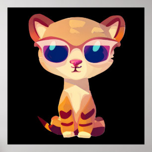 Sött babygepard med solglasögon poster