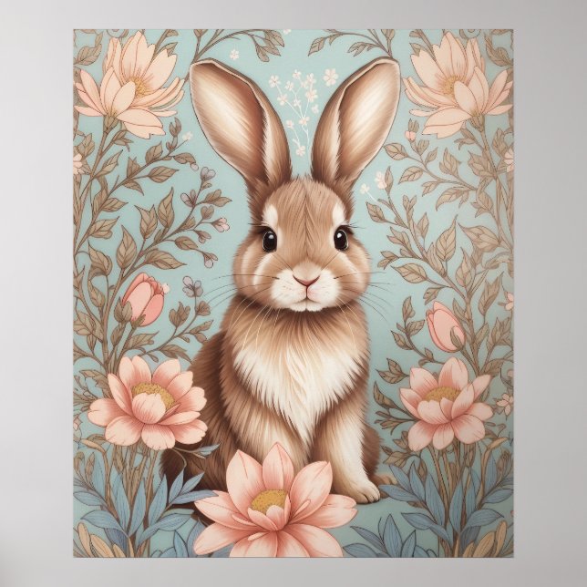 Sött babykanin Pastell Blommig  Poster (Framsidan)