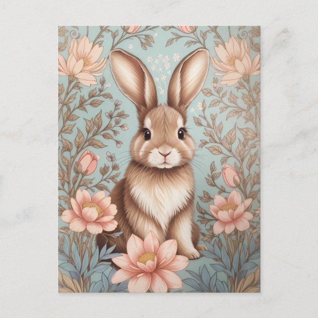 Sött babykanin Pastell Flerfärgad Blomma  Vykort (Framsida)