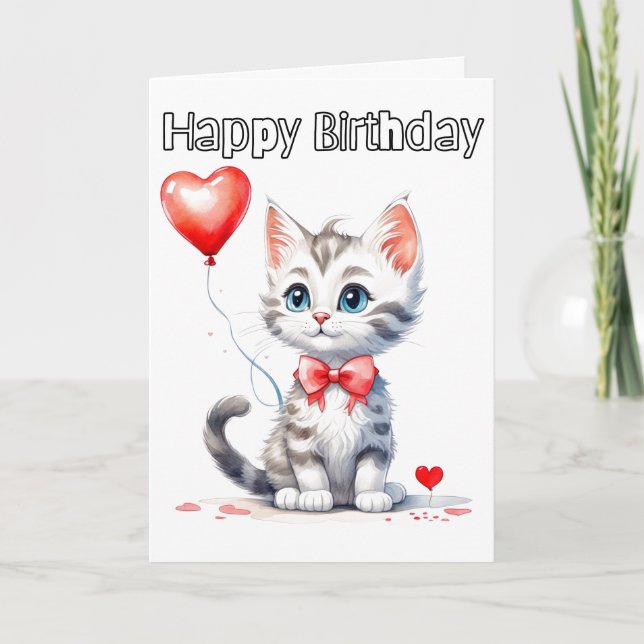 Sött Babykatt Födelsedag Kort (Framsida)