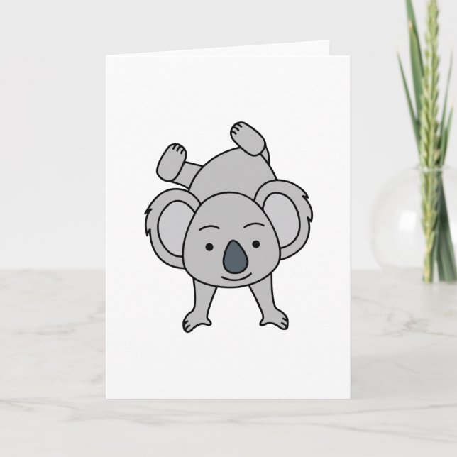 Sött babykoala med ett leende som gör handstående kort (Framsida)