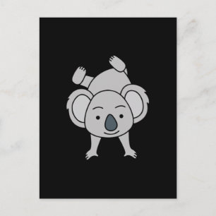 Sött babykoala med ett leende som gör handstående vykort