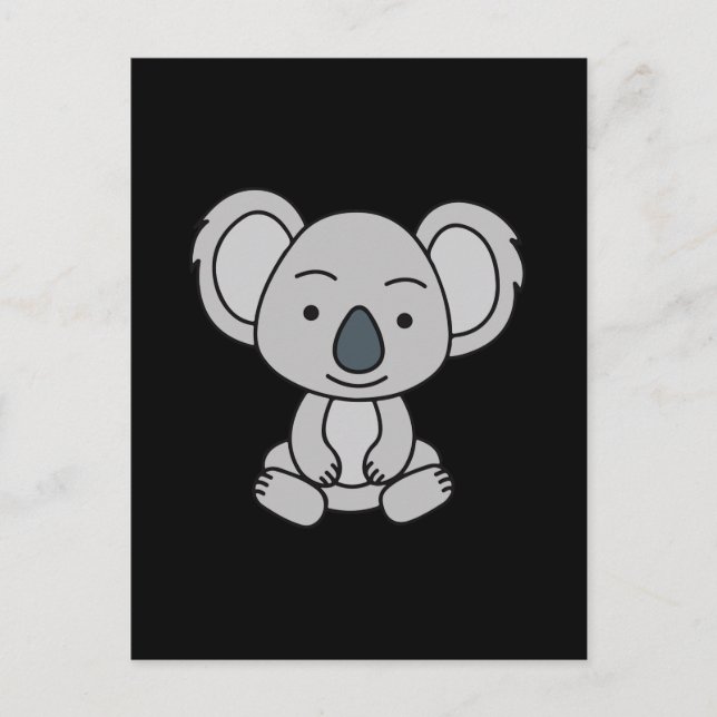 Sött babykoala med ett leende som sitter ner vykort (Framsida)