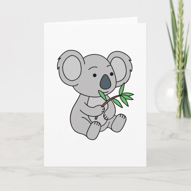 Sött babykoala med eukalyptusblad kort (Framsida)