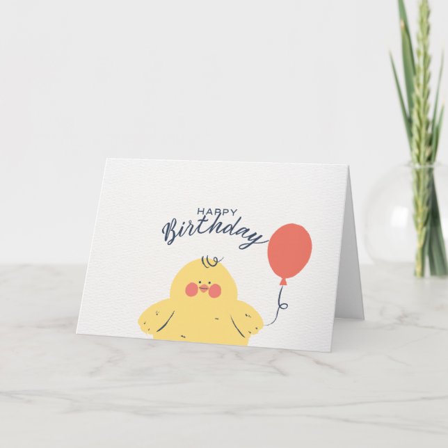 Sött babykyckling glad födelsedag kort (Framsida)