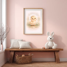 Sött Babykyckling Neutralt Barnkammarmotiv Poster