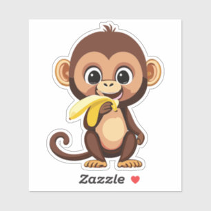 Sött babymajna med sin favoritmåltid banan klistermärken