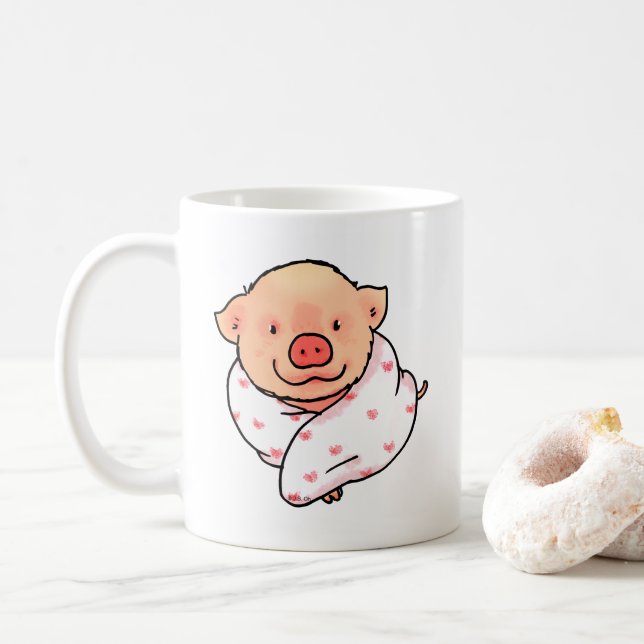 Sött babysvin insvept i filt kaffemugg (Med munk)