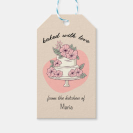 Sött bakverk "bakat med kärlek"  presentetikett