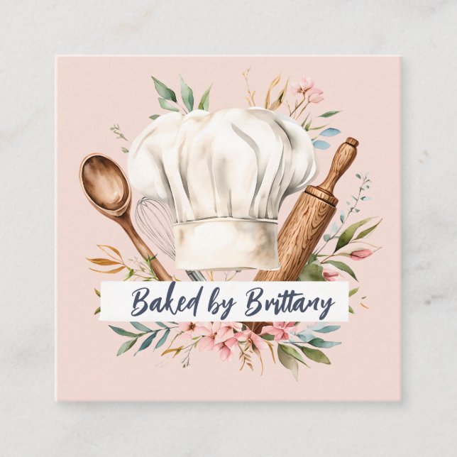 Sött bakverk Chef Soft Pastel-Affärskort Fyrkantigt Visitkort (Framsida)