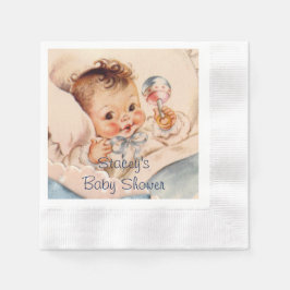 Sött barn med skallra, baby shower servetter