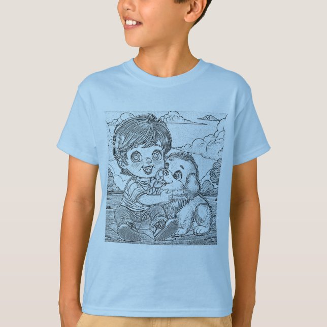 sött barn och husdjur barn T-shirt, presentidé T Shirt (Framsida)