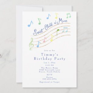 Sött barn till Mine Musical Birthday-inbjudan Inbjudningar
