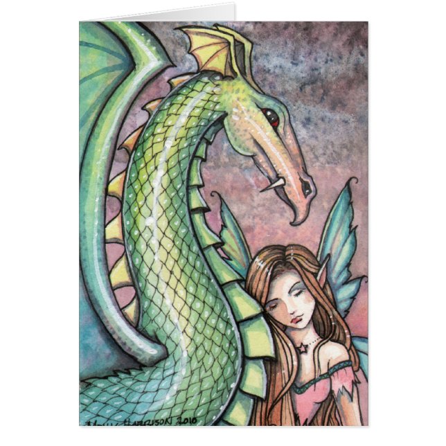 Sött Beast Fairy and Dragon Card Hälsningskort (Framsidan)