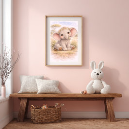 Sött Bebis Elefantbarnkammare Barn Poster