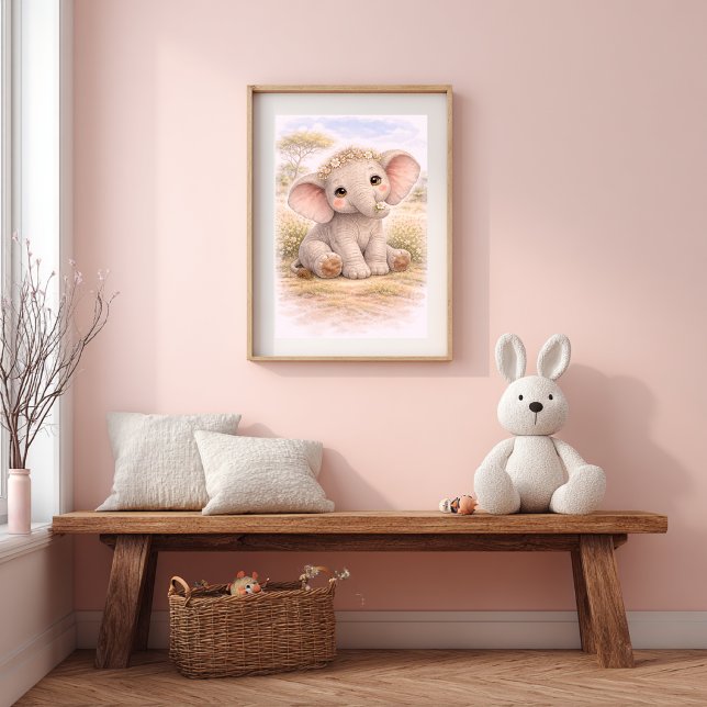 Sött Bebis Elefantbarnkammare Barn Poster (Skapare uppladdad)
