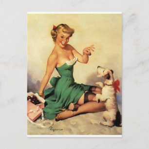 Sött Behandla Pin Up Vykort