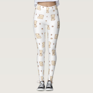 Sött Beige Kattmönster (2) Leggings