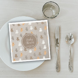 Sött Björn Mönster Baby Shower Pappersservett