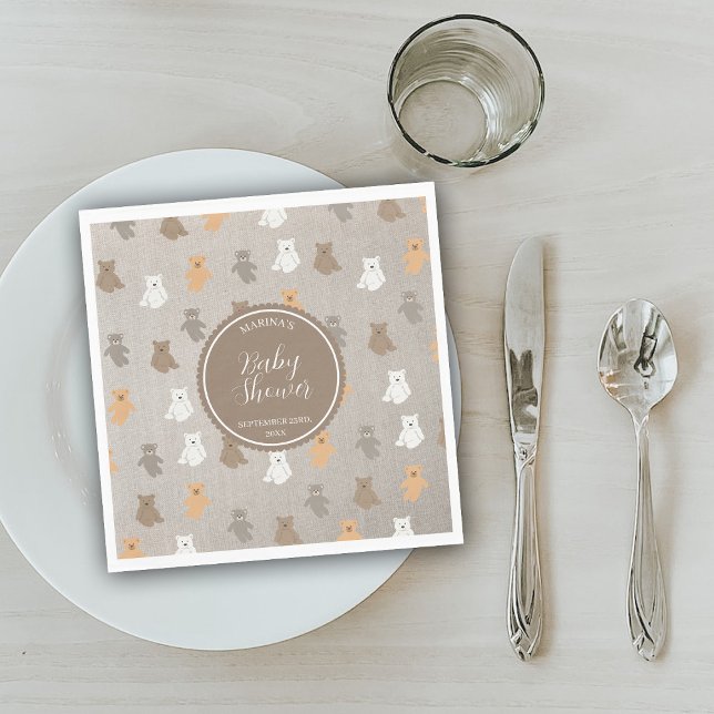 Sött Björn Mönster Baby Shower Pappersservett (Cute Bear Pattern Baby Shower Welcome Sign Napkins
)