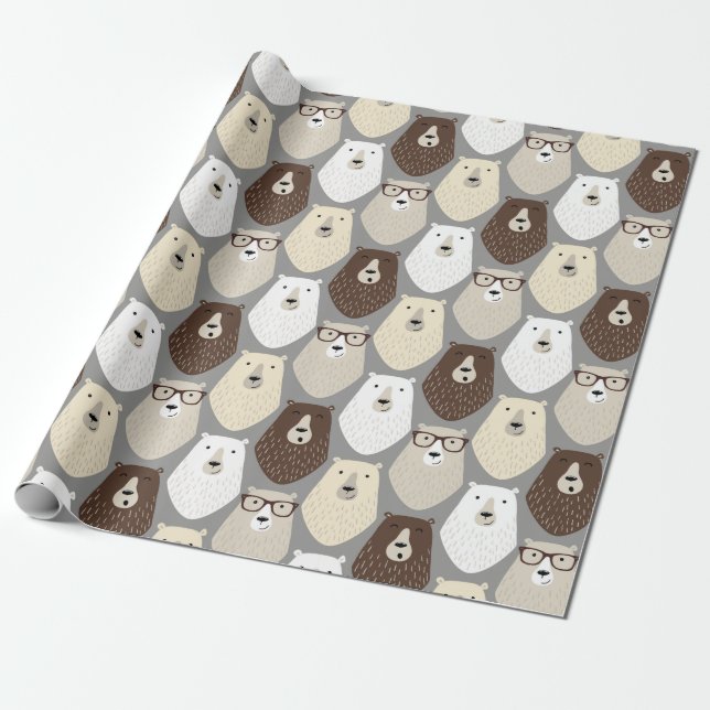 Sött Björn-mönster Fars dag-present Rolig Pappa Bj Presentpapper (Utrullad)