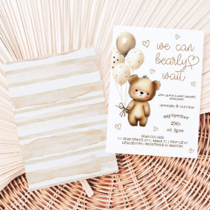 Sött björn neutrala baby shower inbjudningar