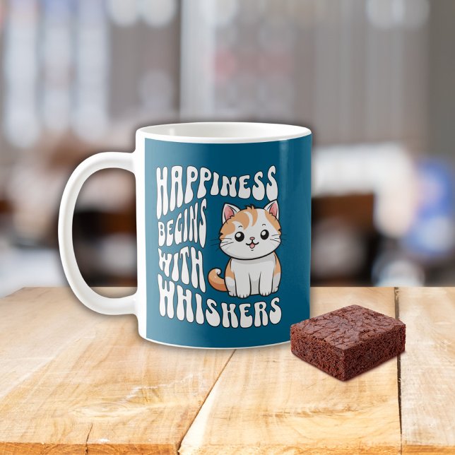 Sött blå rolig katt som säger kaffemugg (Skapare uppladdad)