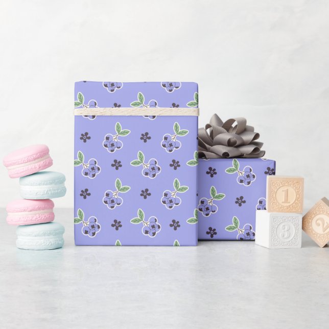 Sött blåbärsmönster rullande presentpapper (Baby Shower)