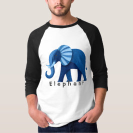Sött Blått Mönstrat Elefant Grafiskt T-Shirt
