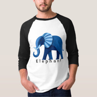 Sött Blått Mönstrat Elefant Grafiskt T-Shirt