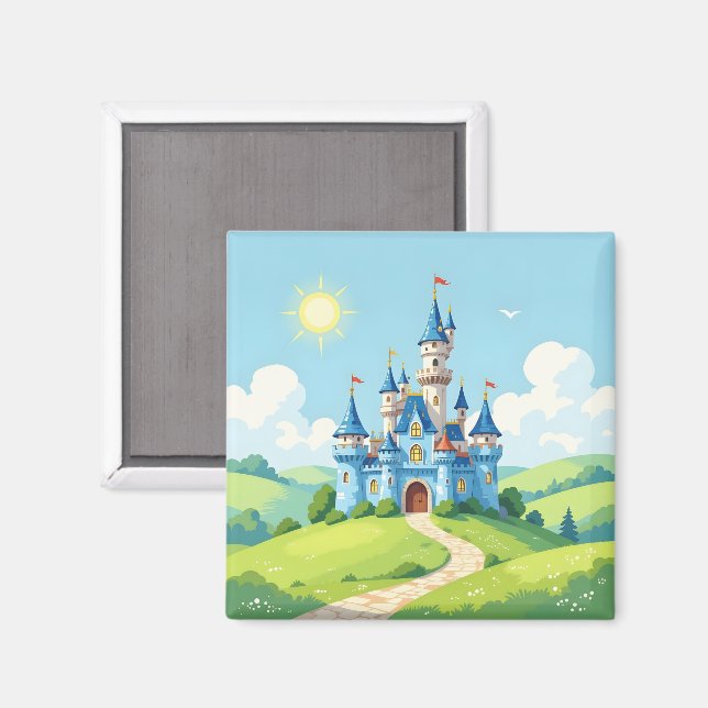 Sött blått och vitt slott magnet (Front/Back)