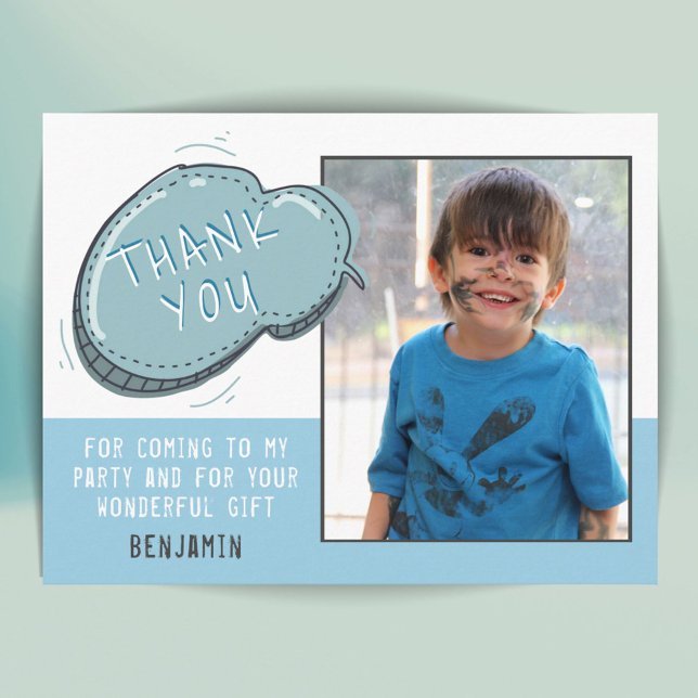 Sött Blått Ram Födelsedags Tack Foto Vykort (Skapare uppladdad)